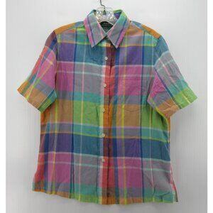 Lauren Ralph Lauren Top Small Shirt Madras Plaid Button Up Y2K Retro